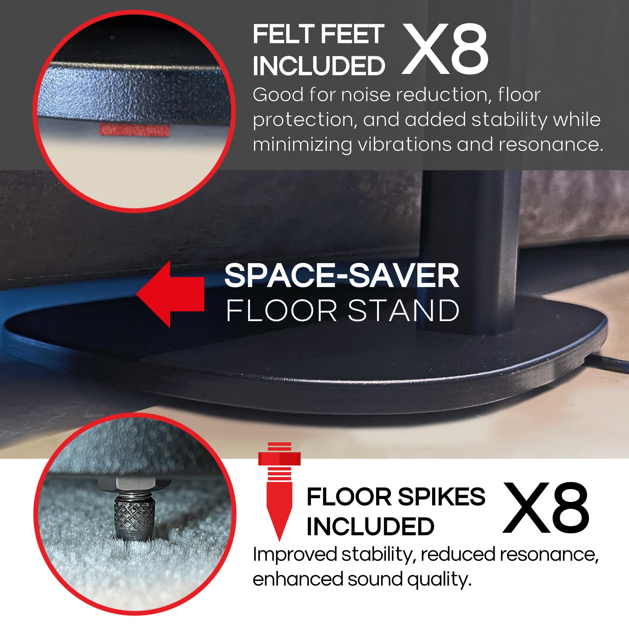 One Floor Stand Twin Pack (2Pcs), Black | Compatible With Sonos One, Play:1, One Gen 2, One Sl | Future Proof Design Also Compat